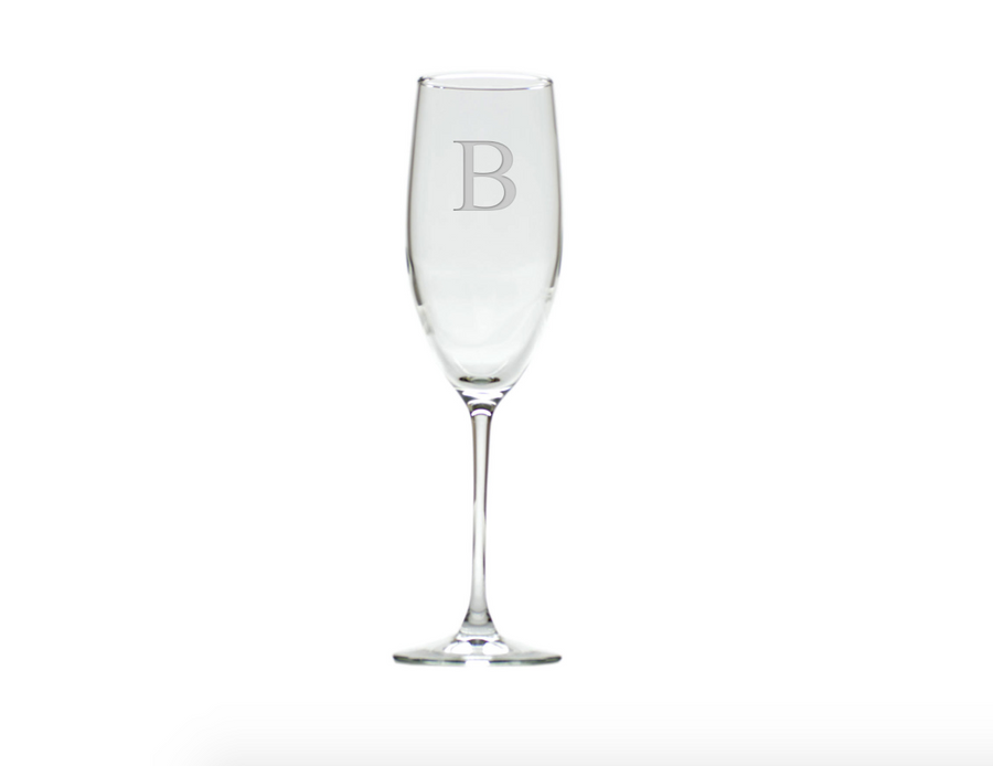 champagne flute monogrammed with b