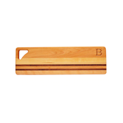 Personalized carved monogrammed yellow birch walnut accented long cutting board 