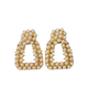 Faux pearl cluster gold stirrup earrings with surgical steel posts